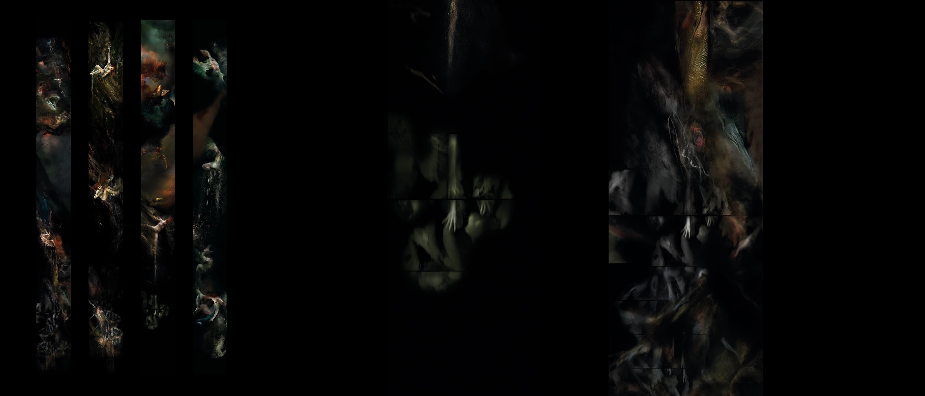 Shanghai Biennale immersive installation - video & illustrated silk